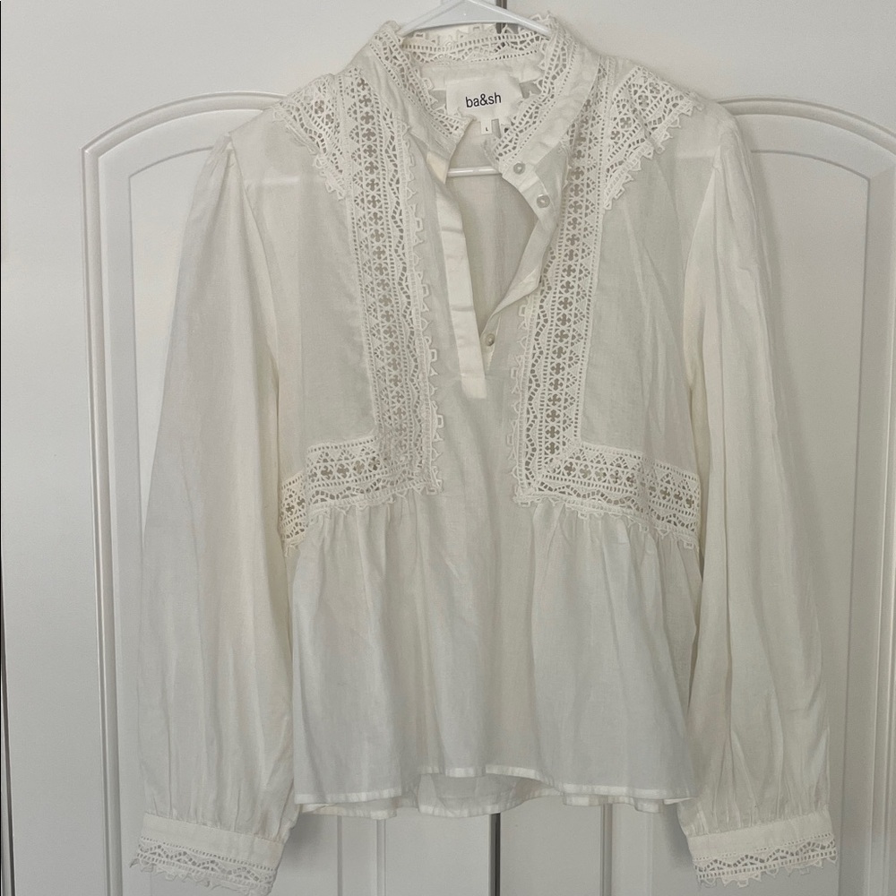 ba&sh Women's Cream Lace Blouse - LARGE NWOT